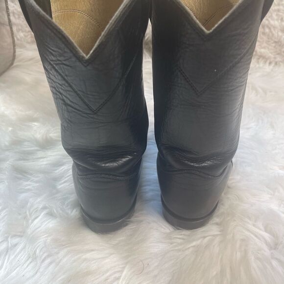 Vintage Justin Classic Black Roper USA Style 3133 Cowboy Boots Mens Size 8 - Picture 6 of 15